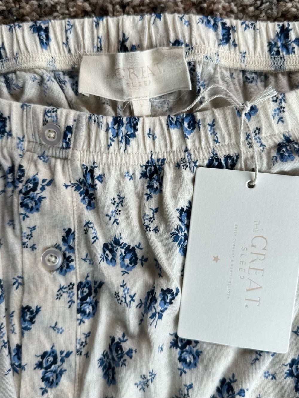 THE GREAT. Indigo rose Cotton boxer Pajama Bottoms